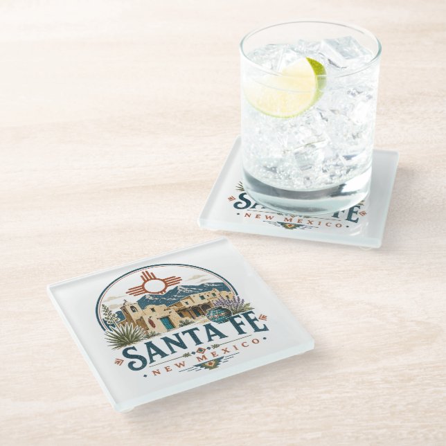 Santa Fe New Mexico Adobe Architecture Southwest Glass Coaster (Angled)