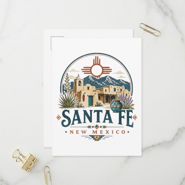 Santa Fe New Mexico Adobe Architecture Southwest Invitation Postcard (Front/Back In Situ)