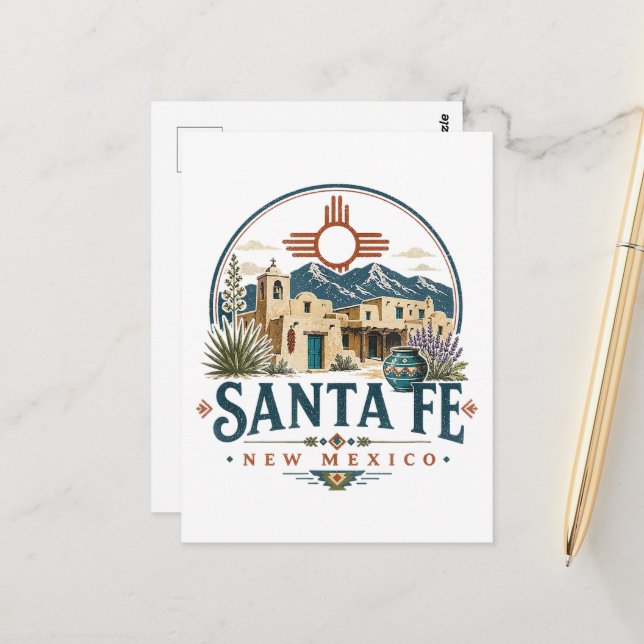 Santa Fe New Mexico Adobe Architecture Southwest Postcard (Front/Back In Situ)