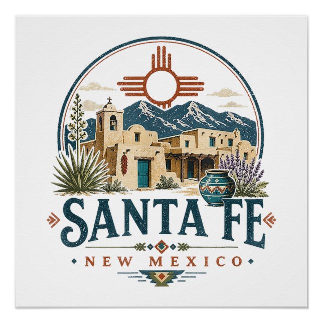 Santa Fe New Mexico Adobe Architecture Southwest Poster (Front)