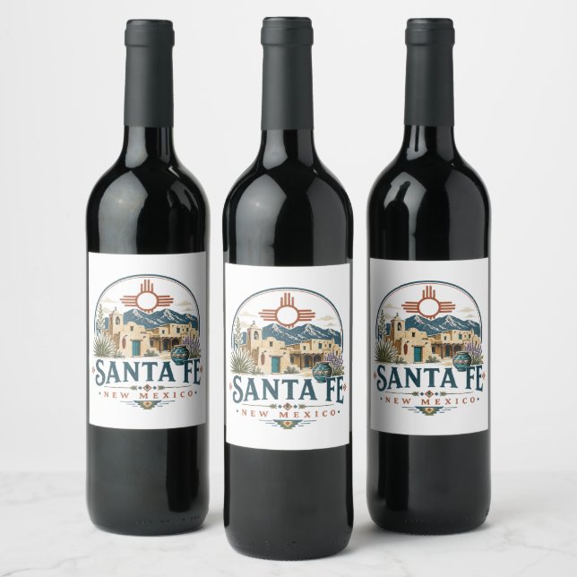 Santa Fe New Mexico Adobe Architecture Southwest Wine Label (Bottles)