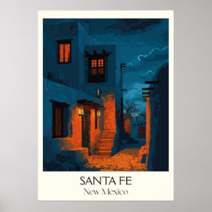 Santa Fe New Mexico Adobe Night Poster