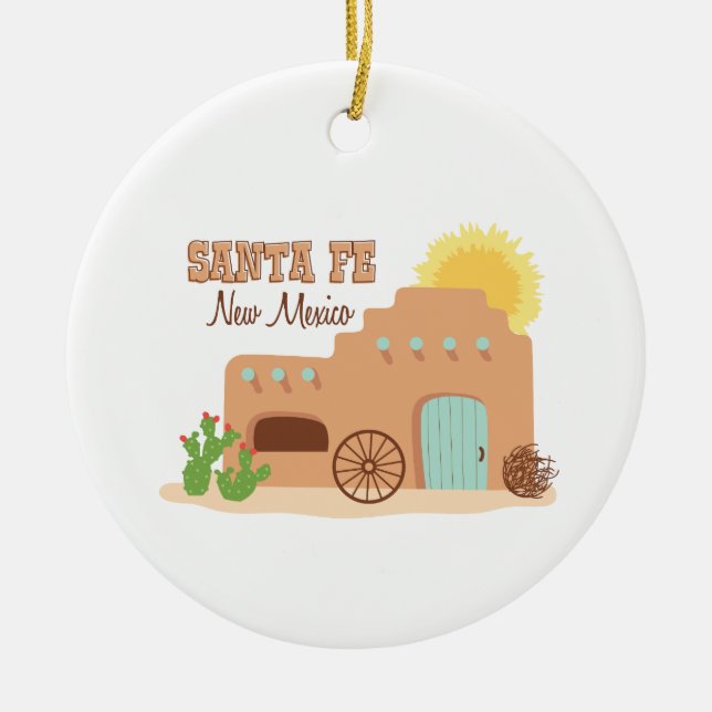 Santa Fe New Mexico Ceramic Tree Decoration (Front)