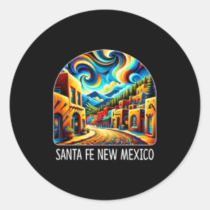 Santa Fe New Mexico - Expressionism Art - Classic Round Sticker