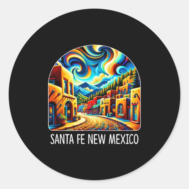 Santa Fe New Mexico - Expressionism Art -  Classic Round Sticker (Front)