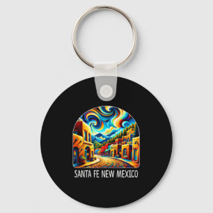 Santa Fe New Mexico - Expressionism Art - Key Ring