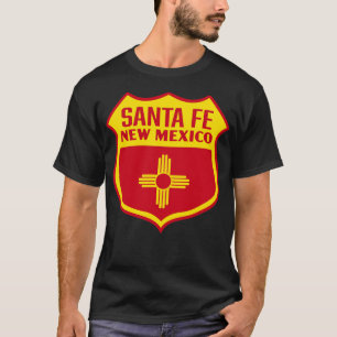 Santa Fe New Mexico Retro Flag Shield Yellow T-Shirt