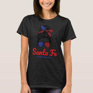 Santa Fe New Mexico Retro Messy Bun T-Shirt