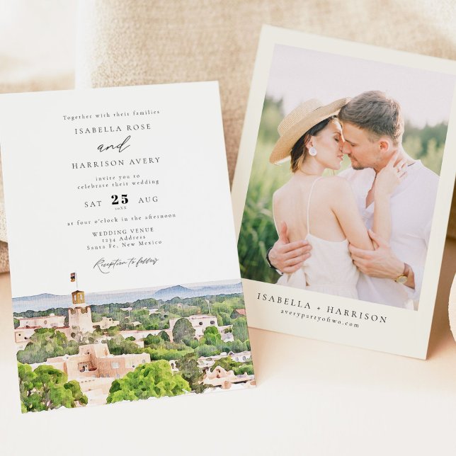 SANTA FE New Mexico Skyline Destination Wedding Invitation (Creator Uploaded)
