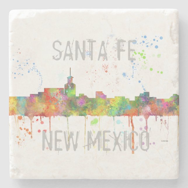 SANTA FE, NEW MEXICO SKYLINE STONE COASTER (Front)