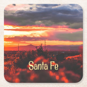 Santa Fe New Mexico Sun Set Square Paper Coaster