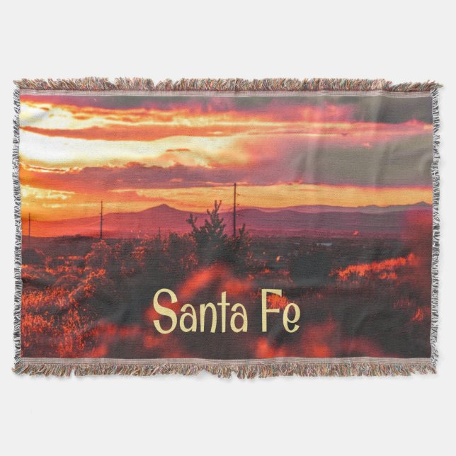 Santa Fe New Mexico Sun Set Throw Blanket (Front)