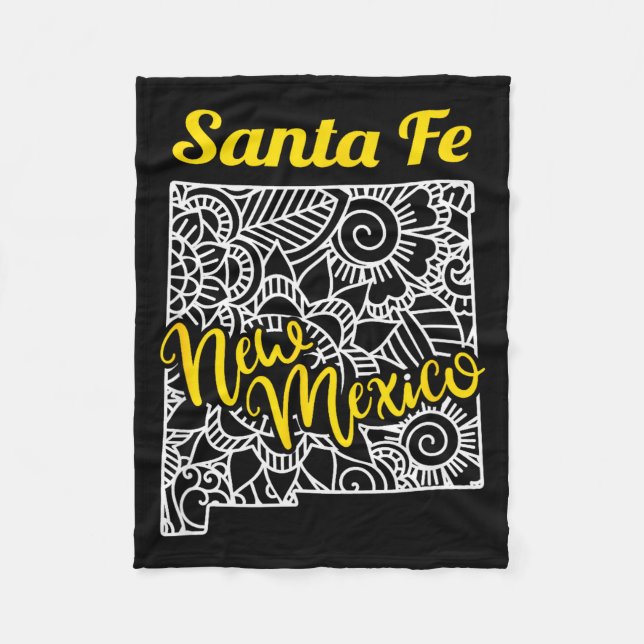 Santa Fe Nm - New Mexico City With Mandala  Fleece Blanket (Front)