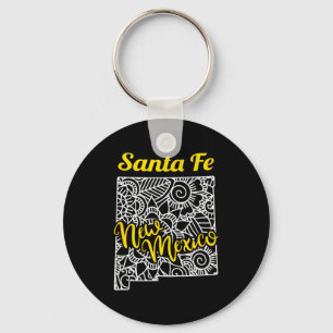 Santa Fe Nm - New Mexico City With Mandala Key Ring