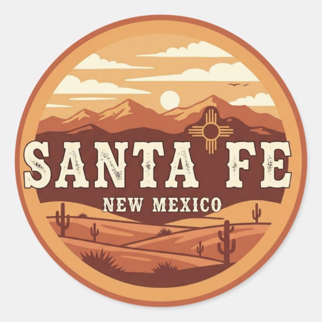 Santa Fe Skyline New Mexico Travel Classic Round Sticker (Front)