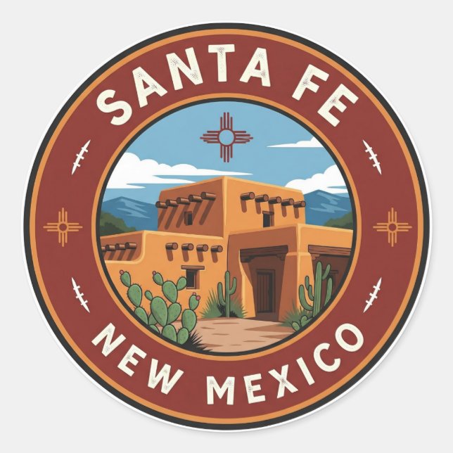 Santa Fe Skyline New Mexico Travel Classic Round Sticker (Front)