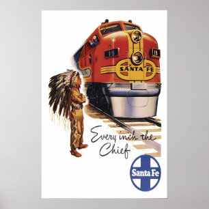Santa Fe Train Poster Vintage USA Railways Print