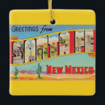 Santa Fe Vintage Greeting Ceramic Ornament<br><div class="desc">Colourful,  retro greetings postcard from Santa Fe.</div>