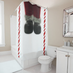 Santa Feet Christmas Holiday Shower Curtain