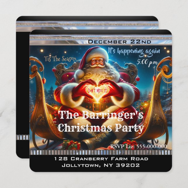 Santa Festive Winter Christmas Party Invitation (Front/Back)
