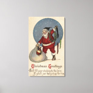 Santa Filling Stocking to the Brim Canvas Print