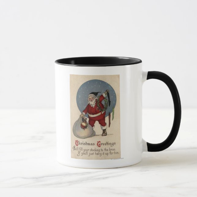 Santa Filling Stocking to the Brim Mug (Right)