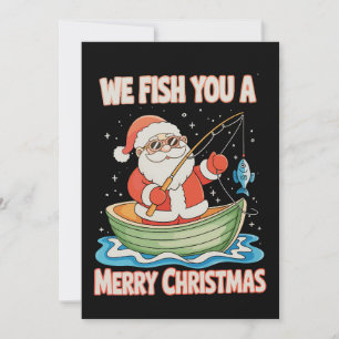 Santa Fishing Christmas Fish Fisherman Xmas Holiday Card