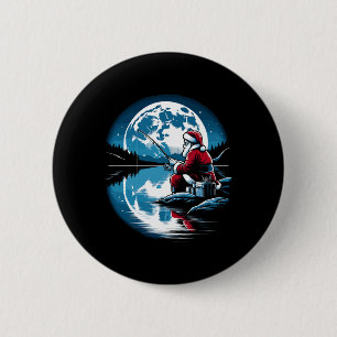 Santa Fishing Christmas Xmas Fisherman Fisher Fish 6 Cm Round Badge
