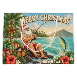 Santa Fishing in Hawaii Shirt Christmas Gift Bag