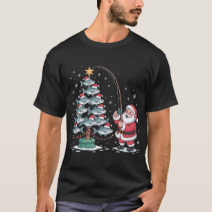 Santa Fishing Lovers Funny Fisherman Christmas T-Shirt