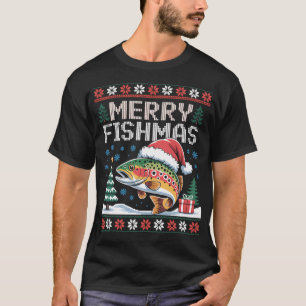 Santa Fishing Lovers Funny Fisherman Christmas T-Shirt