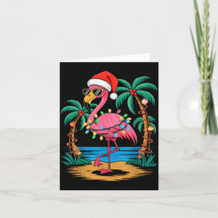 Santa Flamingo Christmas Lights Trocal Palms Tree Card