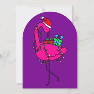 santa flamingo christmas lights xmas vacation invitation