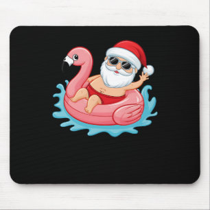 Santa Flamingo Floatie Funny Christmas In July Sum Mouse Pad
