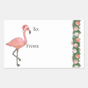 Santa Flamingo Gift Sticker