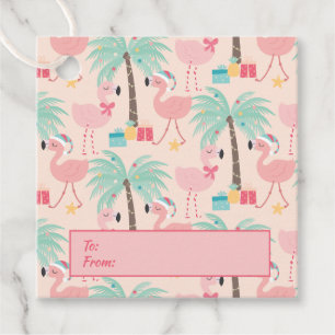 Santa Flamingo's - Fun Pink Tropical Christmas Favour Tags