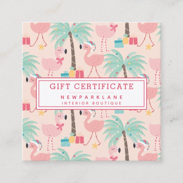 Santa Flamingo's - Pink Christmas Gift Certificate (Front)