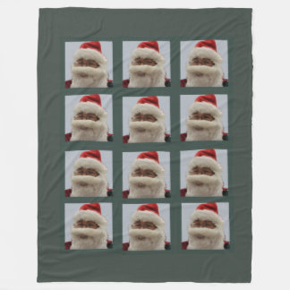Santa Fleece Blanket Dark Green Background