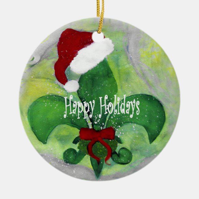 Santa Fleur de lis art Christmas ornament (Front)