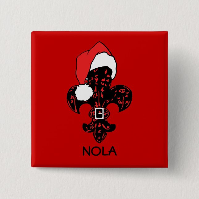 Santa Fleur de lis (red) 15 Cm Square Badge (Front)