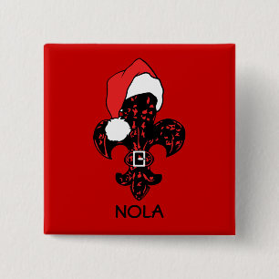 Santa Fleur de lis (red) 15 Cm Square Badge