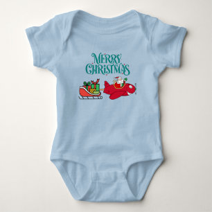 Santa Flying Aeroplane, Sleigh & presents,Christma Baby Bodysuit
