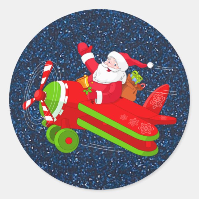 Santa Flying Aeroplane Stickers (Front)