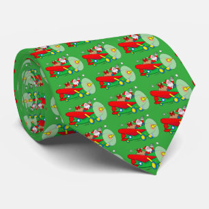 Santa Flying Aeroplane with Gifts Tie