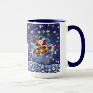 Santa Flying Antique Aeroplane Mug