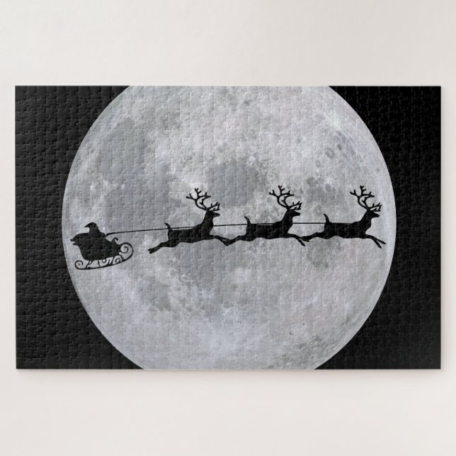 Santa Flying to the Moon Puzzle (Horizontal)