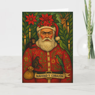 Santa Folk Art Christmas Card | Navidad y Corazón