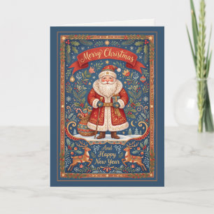 Santa Folk Art Christmas Holiday Card