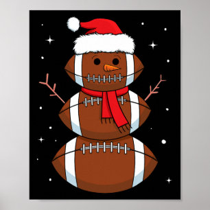 Santa Football Snowman Sports Ball Men Boys Christ Poster
