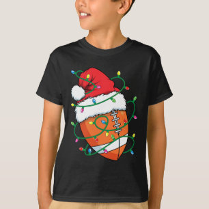 Santa Football Sports Ball Men Boys Christmas Xmas T-Shirt